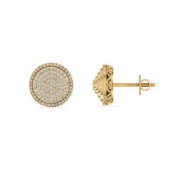 10K Yellow Gold Round Diamond Designer Mens Stud Earring 3/8 Cttw