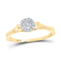 10kt Yellow Gold Womens Round Diamond Solitaire Promise Ring 1/10 Cttw