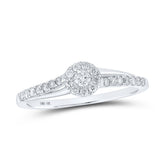 10kt White Gold Womens Round Diamond Halo Promise Ring 1/4 Cttw