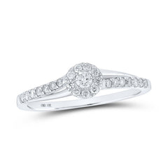 10kt White Gold Womens Round Diamond Halo Promise Ring 1/4 Cttw