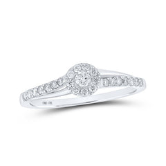 10kt White Gold Womens Round Diamond Halo Promise Ring 1/4 Cttw