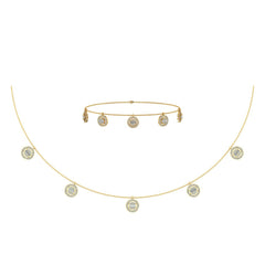 14K Yellow Gold Baguette Round Necklace Bracelet Set 1 Cttw
