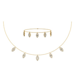14K Yellow Gold Marquise Shape Necklace Bracelet Set 1 Cttw