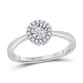 10kt White Gold Womens Round Diamond Halo Solitaire Promise Ring 1/6 Cttw