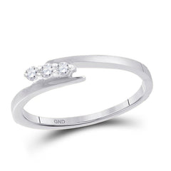 10kt White Gold Womens Round Diamond 3-stone Promise Bridal Engagement Ring 1/10 Cttw