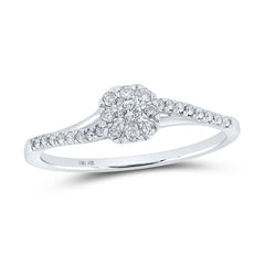 10kt White Gold Womens Round Diamond Square Halo Promise Ring 1/5 Cttw