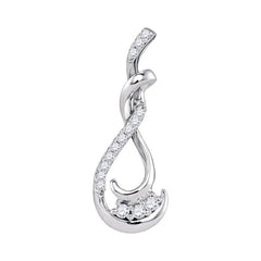 10kt White Gold Womens Round Diamond Cradled 3-Stone Infinity Pendant 1/5 Cttw