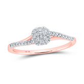 10kt Rose Gold Womens Round Diamond Square Halo Promise Ring 1/5 Cttw