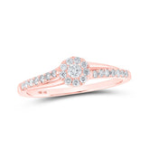 10kt Rose Gold Womens Round Diamond Halo Promise Ring 1/4 Cttw