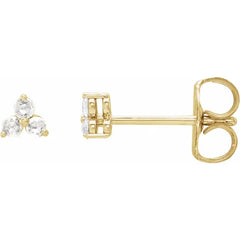 0.05 CTW Rose-Cut Natural Diamond and Lab-Grown Diamond Three-Stone Earrings