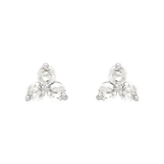 0.05 CTW Rose-Cut Natural Diamond and Lab-Grown Diamond Three-Stone Earrings