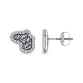10K White Gold Nugget Diamond Stud Earrings 1/10 Cttw