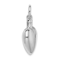 Sterling Silver Rhodium-plated Polished Heart Ash Holder Pendant