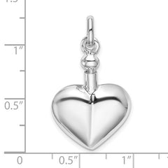 Sterling Silver RH-plated Polished Screw Top Ash Holder Pendant