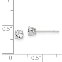 Sterling Silver Polished 4mm Round CZ Stud Earrings