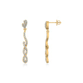 10K Yellow Gold Round Diamond Infinity Dangling Earrings 1/2 Cttw