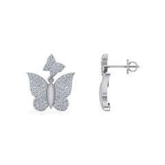 10K White Gold Round Diamond Butterfly Stud Earrings 1/2 Cttw