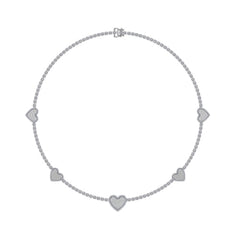10K White Gold Round Baguette Diamond Heart Shape 18 Inch Necklace 4 Cttw