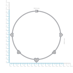 10K White Gold Round Baguette Diamond Heart Shape 18 Inch Necklace 4 Cttw