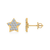 14K Yellow Gold Round Diamond Star Shape Stud Earrings 1/8 Cttw