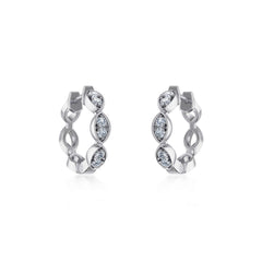 10K White Gold Womens Round Diamond Small Huggies Earrings 1/3 Cttw