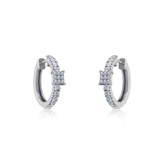 10K White Gold Womens Round Diamond Small Huggies Earrings 5/8 Cttw