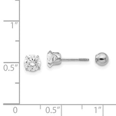 Madi K Polished Reversible CZ & Ball Earrings
