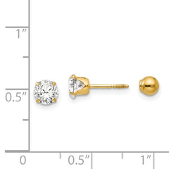 Madi K Polished Reversible CZ & Ball Earrings