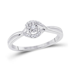 10kt White Gold Womens Round Diamond Solitaire Promise Ring 1/10 Cttw