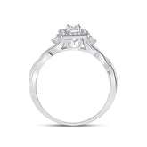 14kt White Gold Womens Princess Diamond Square Promise Ring 1/5 Cttw