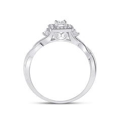 14kt White Gold Womens Princess Diamond Square Promise Ring 1/5 Cttw