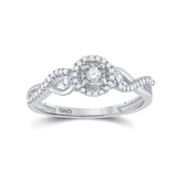 Sterling Silver Womens Round Diamond Halo Promise Ring 1/5 Cttw