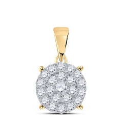 10kt Yellow Gold Womens Round Diamond Cluster Pendant 2 Cttw