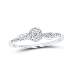10kt White Gold Womens Round Diamond Halo Promise Ring 1/5 Cttw