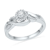 10kt White Gold Womens Round Diamond Solitaire Promise Ring 1/6 Cttw