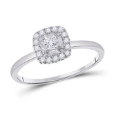 14kt White Gold Womens Princess Diamond Halo Promise Ring 1/5 Cttw
