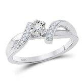 10kt White Gold Womens Round Diamond Solitaire Promise Ring 1/10 Cttw