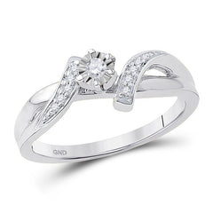 10kt White Gold Womens Round Diamond Solitaire Promise Ring 1/10 Cttw