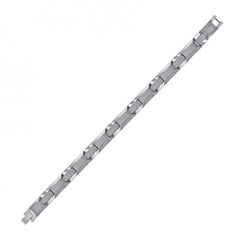 Tungsten Mens Polished Link Bracelet 11 mm Size 8.5 Inches