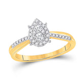 10kt Yellow Gold Womens Round Diamond Cluster Pear Promise Ring 1/4 Cttw