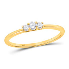 10kt Yellow Gold Womens Round Diamond Halo Promise Ring 1/5 Cttw