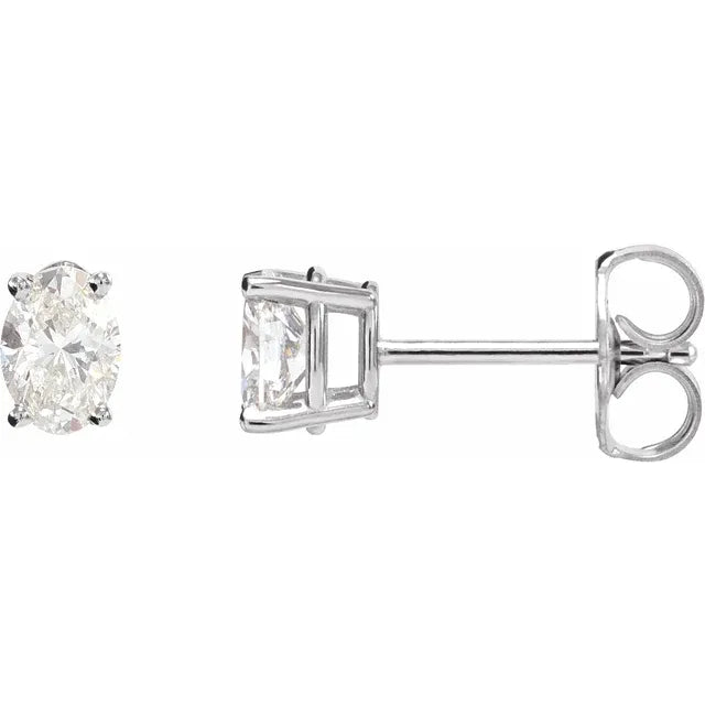 Oval 4-Prong Lightweight Natural Diamond Earring Mounting