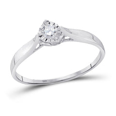 10kt White Gold Womens Round Diamond Solitaire Promise Ring 1/12 Cttw