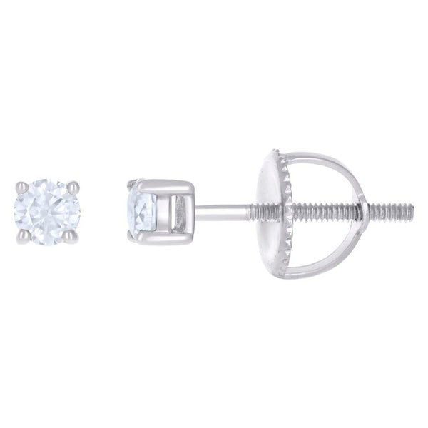 10Kt Gold Earrings 3 mm With Moissanite Ctw 0.20