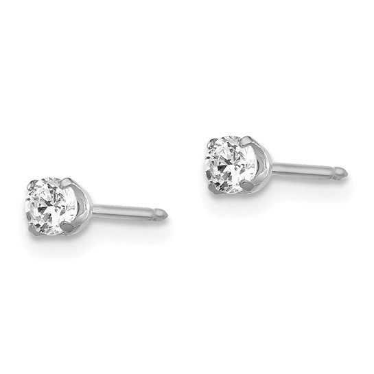 Inverness 14k White Gold 3mm CZ Post Earrings