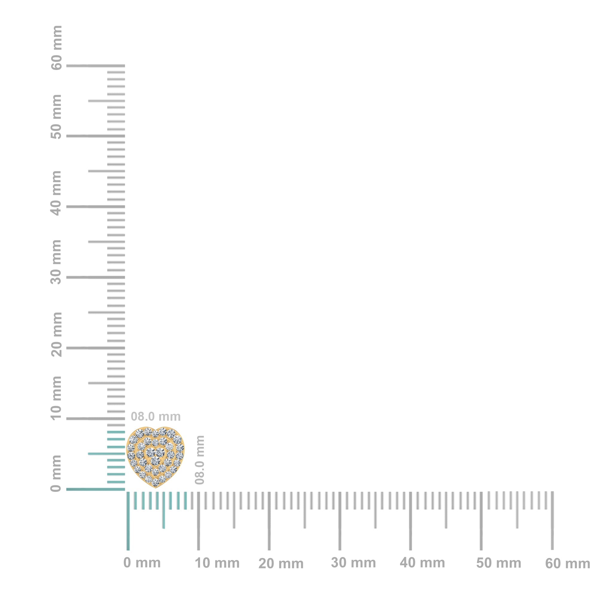 10K Yellow Gold Round Diamond Heart Shape Stud Earrings 1/3 Cttw