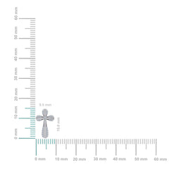 10K White Gold Round Diamond Cross Religious Stud Earrings 1/8 Cttw
