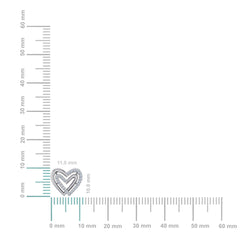 10K White Gold Round Diamond Double Heart Stud Earrings 1/6 Cttw