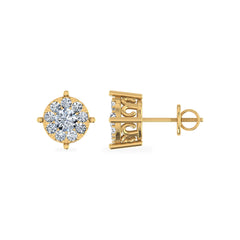 10K Yellow Gold Round Diamond Designer Stud Earrings 3/4 Cttw