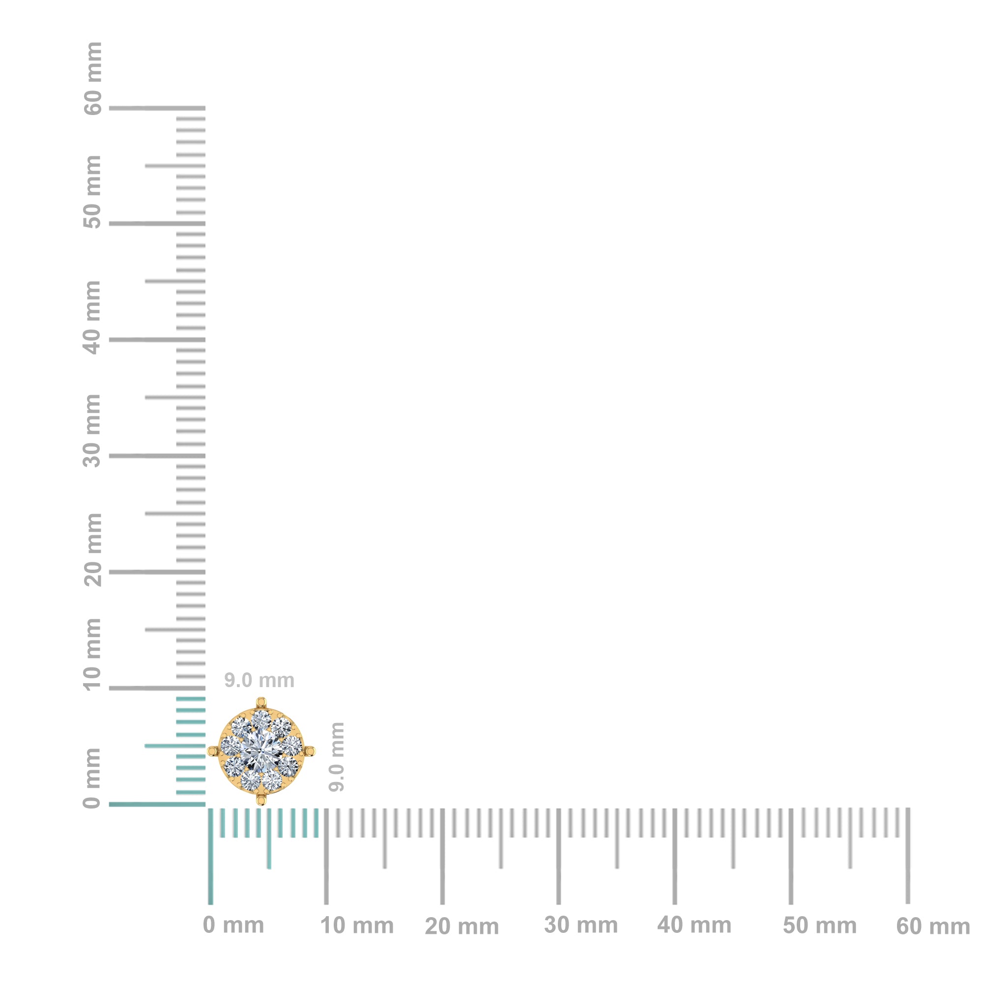 10K Yellow Gold Round Diamond Designer Stud Earrings 3/4 Cttw
